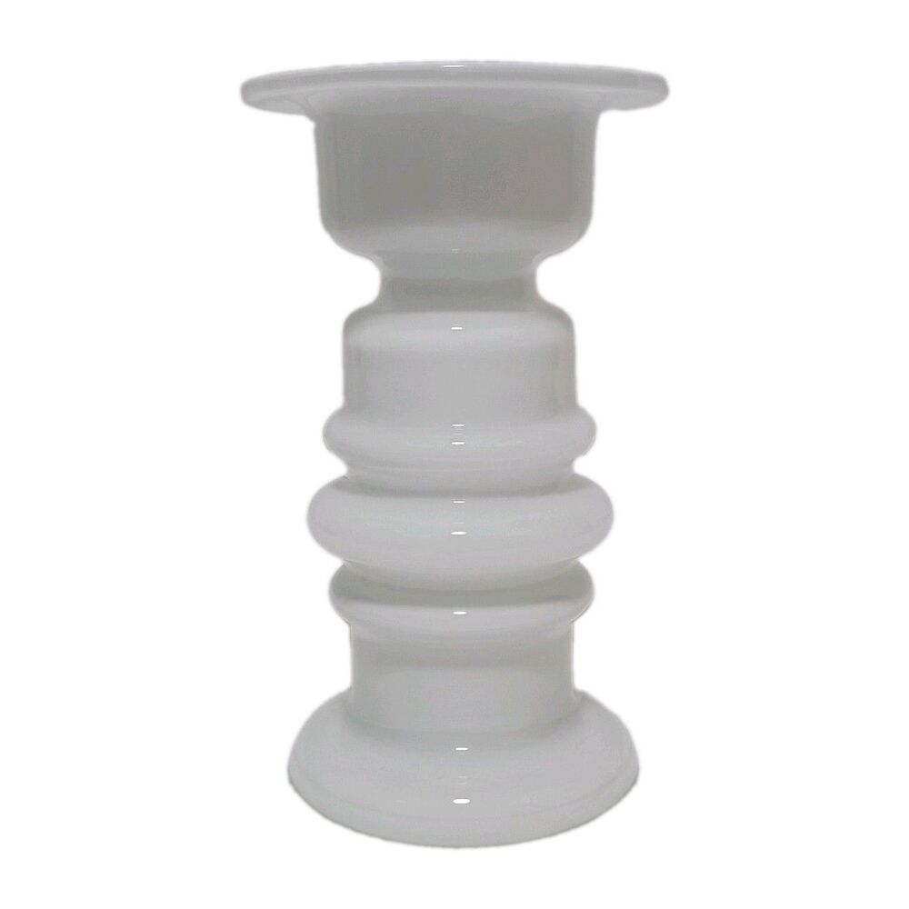 Vintage 1970s White Glass "hoop" Vase Gunnar Ander for Lindshammar of Sweden